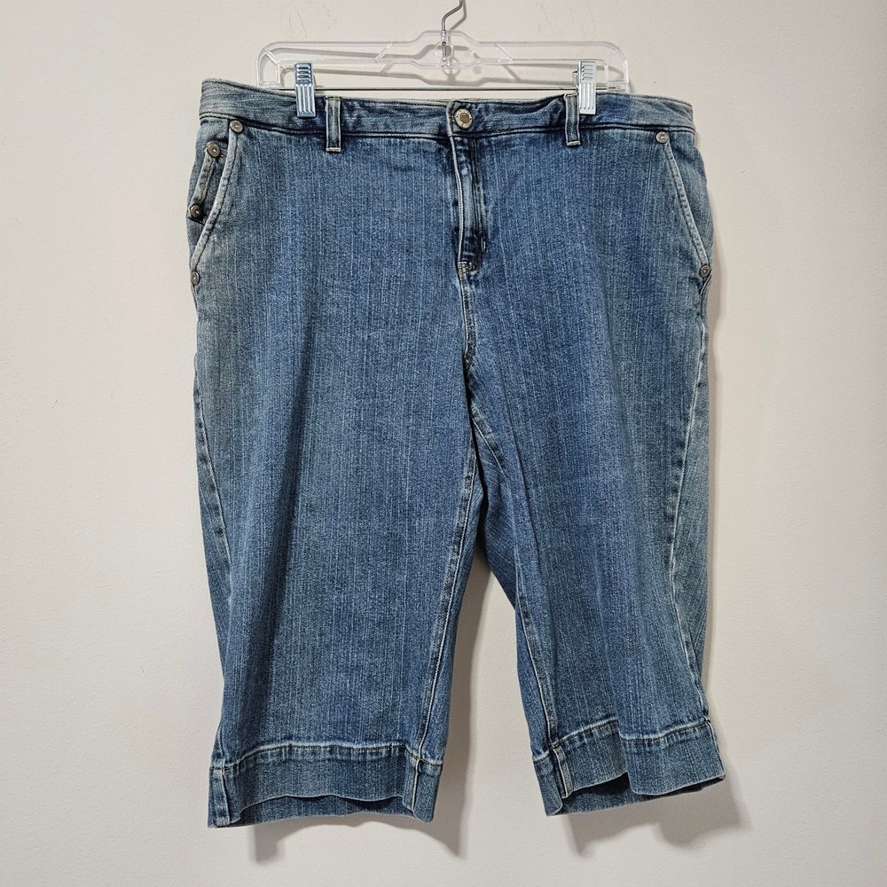Nine West Separates Womens Blue Denim Bermuda Shorts Size 16 Stretch Medium Wash